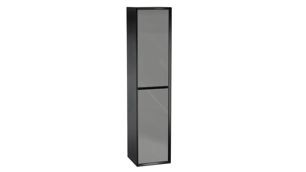 Шкаф навесной двухдверный, вертикальный Glass, цвет Черный + Серый фото - 1 - большое изображение