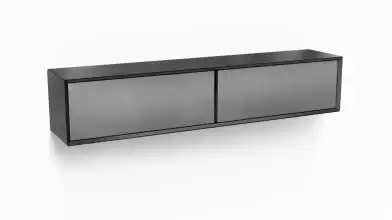 Шкаф навесной двухдверный, горизонтальный Glass, цвет Черный + Серый фото - 1 - превью