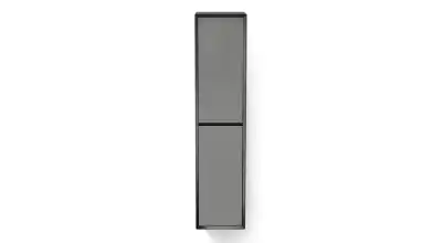 Шкаф навесной двухдверный, вертикальный Glass, цвет Черный + Серый фото - 2 - превью