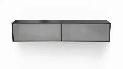 Шкаф навесной двухдверный, горизонтальный Glass, цвет Черный + Серый фото - 2 - превью