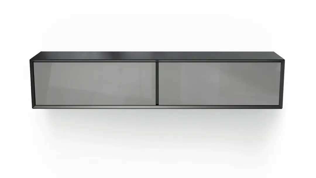 Шкаф навесной двухдверный, горизонтальный Glass, цвет Черный + Серый фото - 2 - большое изображение