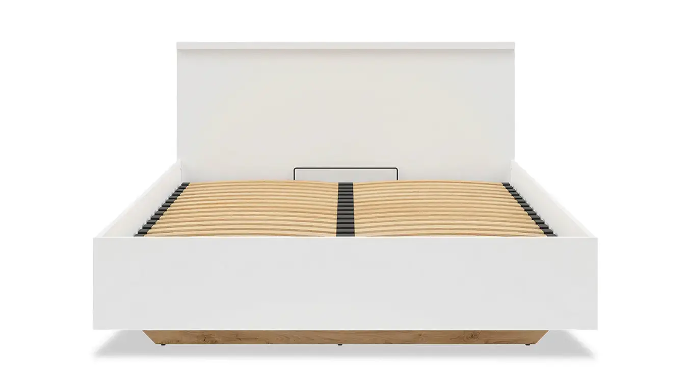 Мягкая кровать Issa, цвет Белый+Дуб минерва с полукруглым изголовьем - 5 - большое изображение