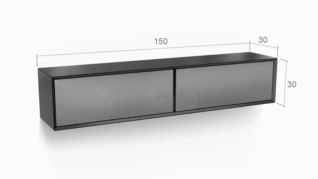 Шкаф навесной двухдверный, горизонтальный Glass, цвет Черный + Серый фото - 6 - большое изображение