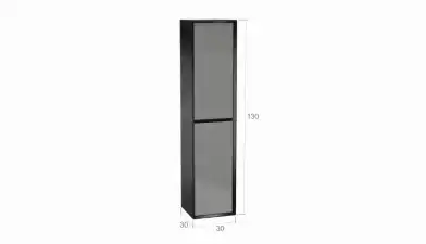Шкаф навесной двухдверный, вертикальный Glass, цвет Черный + Серый фото - 6 - превью