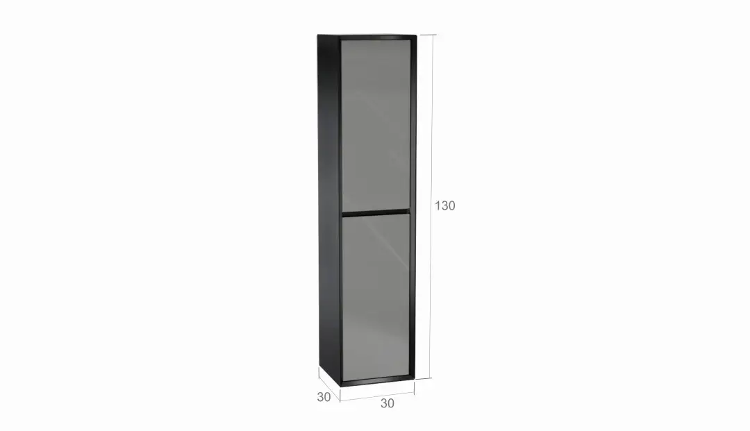 Шкаф навесной двухдверный, вертикальный Glass, цвет Черный + Серый фото - 6 - большое изображение