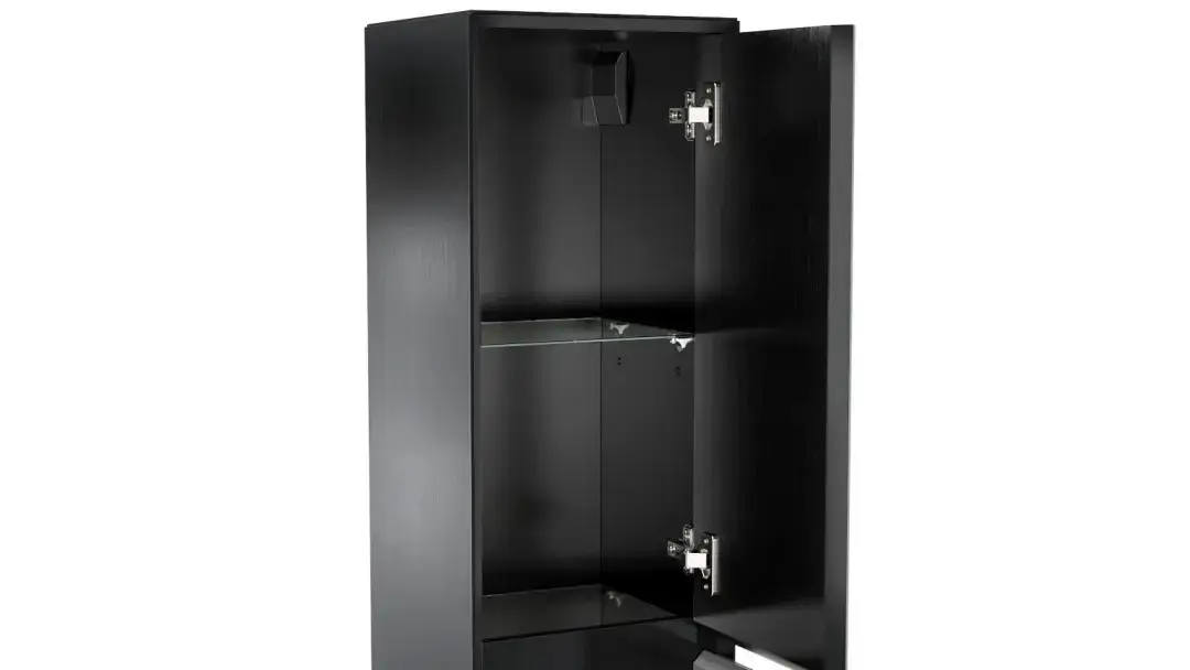 Шкаф навесной двухдверный, вертикальный Glass, цвет Черный + Серый фото - 3 - большое изображение