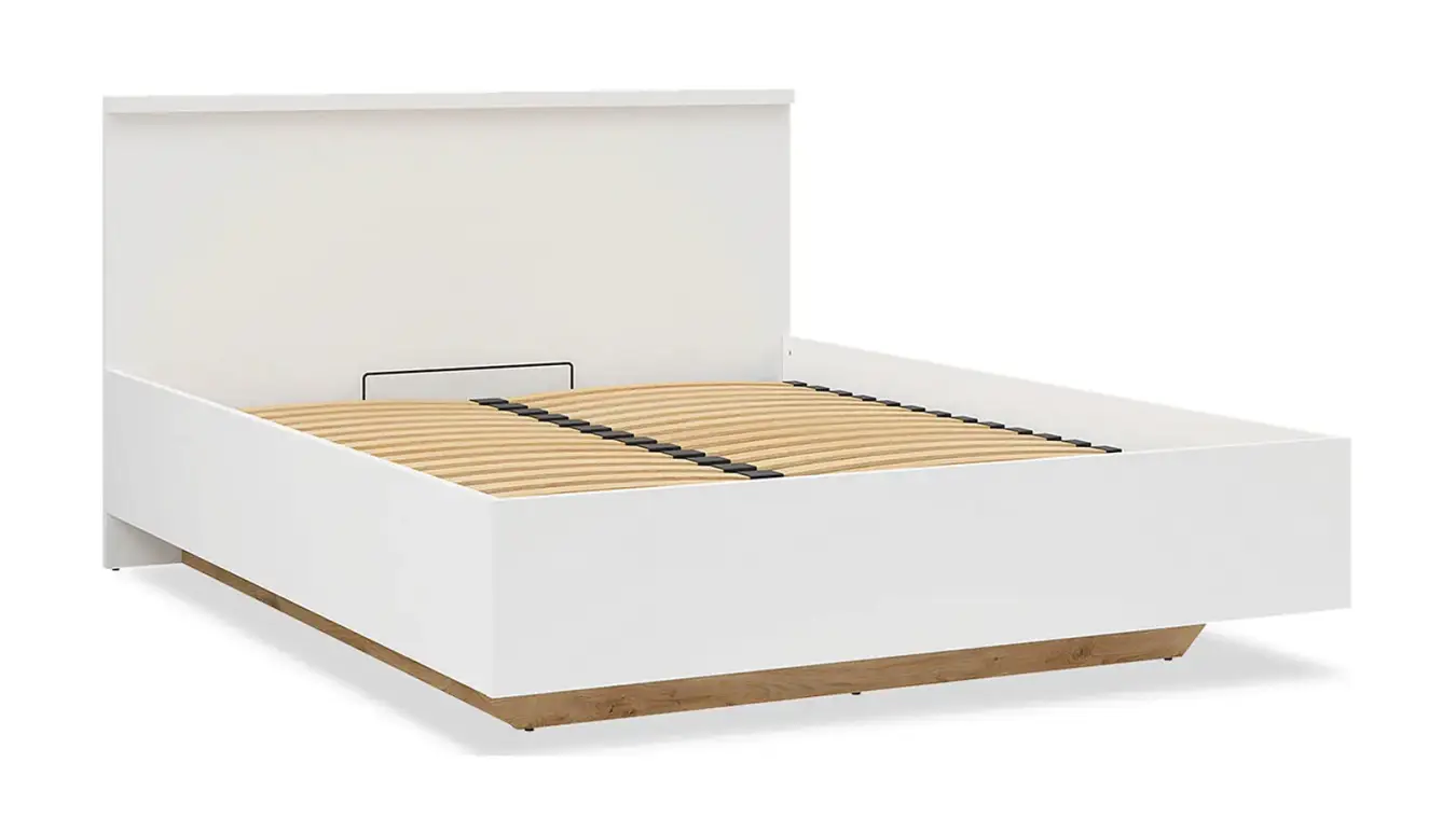 Мягкая кровать Issa, цвет Белый+Дуб минерва с полукруглым изголовьем - 6 - большое изображение