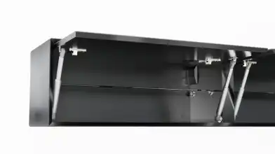 Шкаф навесной двухдверный, горизонтальный Glass, цвет Черный + Серый фото - 3 - превью