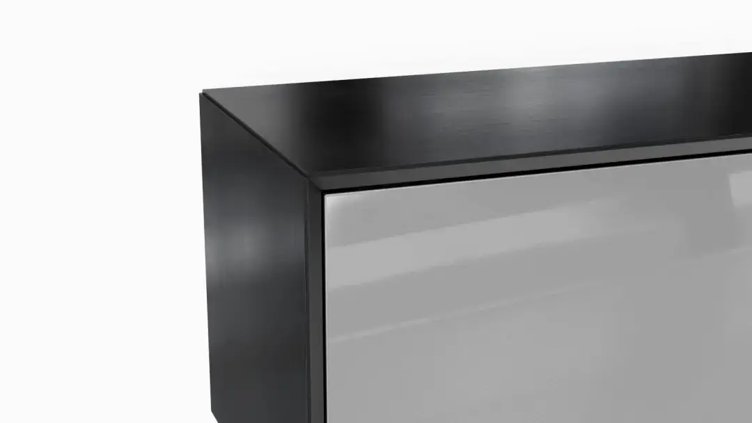 Шкаф навесной двухдверный, горизонтальный Glass, цвет Черный + Серый фото - 4 - большое изображение
