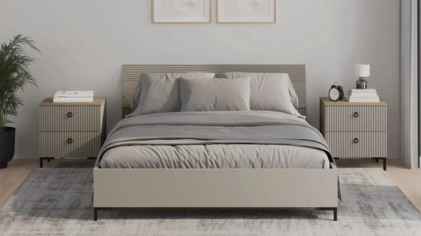 Мягкая кровать Zima, цвет Глиняный серый с полукруглым изголовьем - 2 - большое изображение