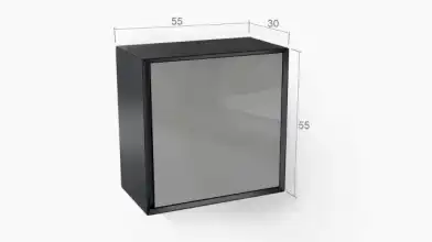 Шкаф навесной Glass, цвет Черный + Серый фото - 5 - превью