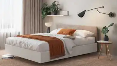 Кровать Gretta, цвет Белый текстурный из лдсп с мягким изголовьем Askona фото - 1 - превью