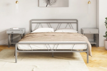 Металлическая кровать Cassis, цвет серый с изголовьем Askona фотография товара - 1