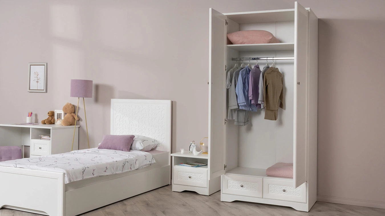 Шкаф двухдверный с ящиками Arya, цвет: белый фото - 3 - большое изображение