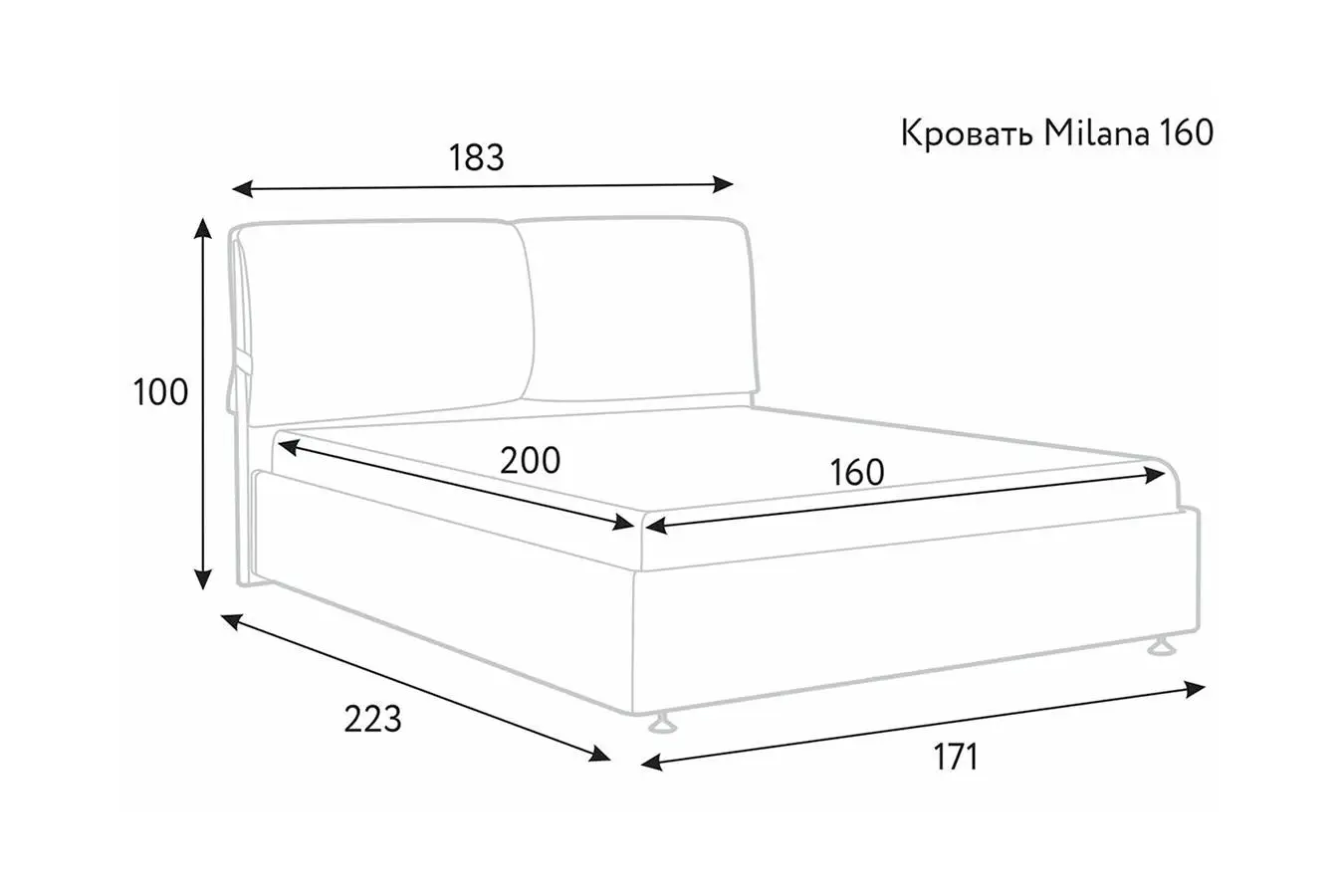 Мягкая кровать Milana New I с подушками для изголовья Askona фотография товара - 12 - большое изображение