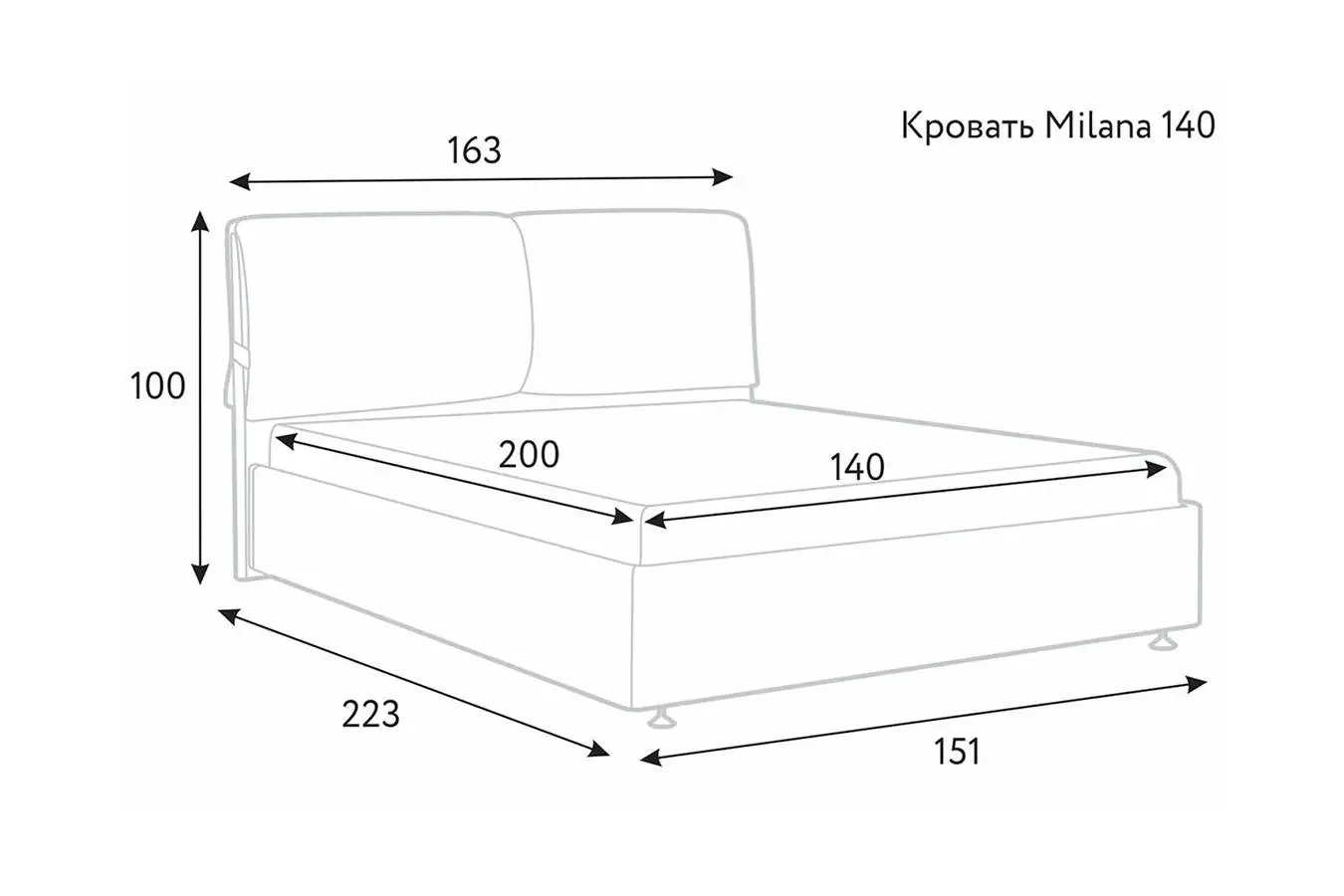 Мягкая кровать Milana New I с подушками для изголовья Askona фотография товара - 11 - большое изображение