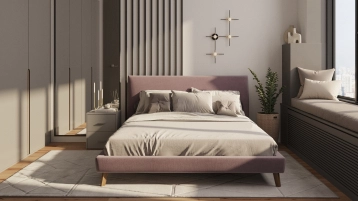 Мягкая кровать Ivona в скандинавском стиле фото - 2