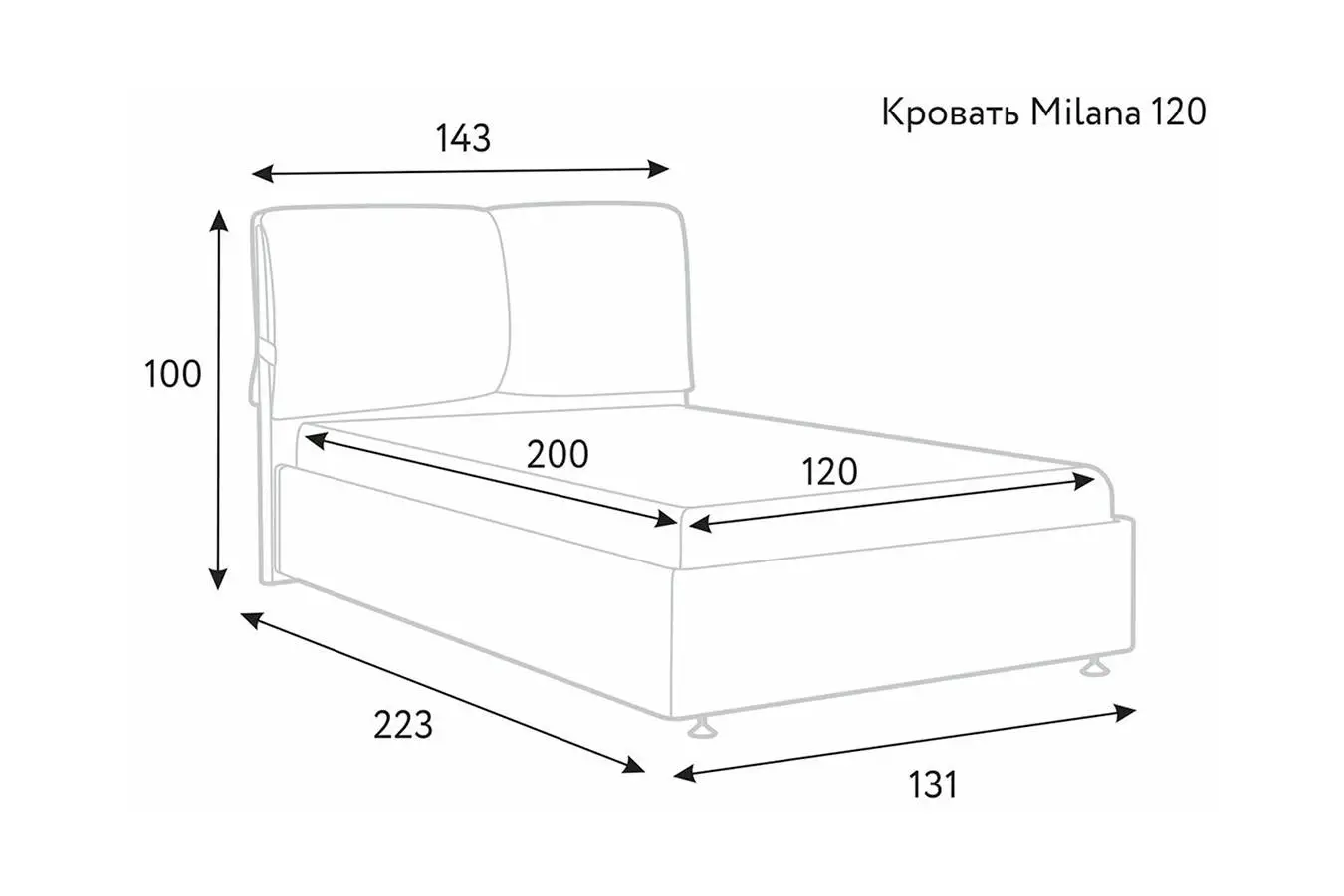 Мягкая кровать Milana New I с подушками для изголовья Askona фотография товара - 10 - большое изображение