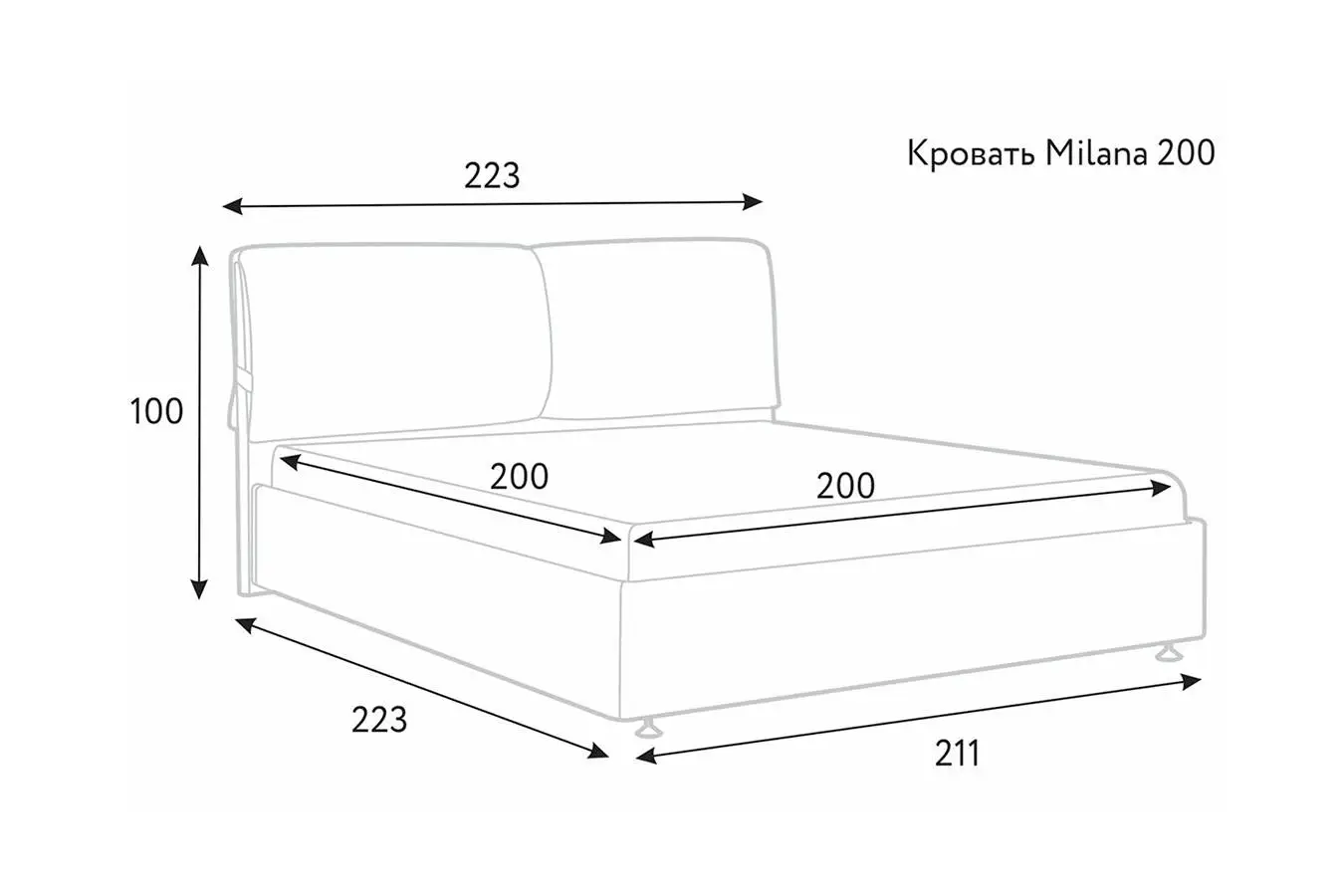 Мягкая кровать Milana New I с подушками для изголовья Askona фотография товара - 8 - большое изображение