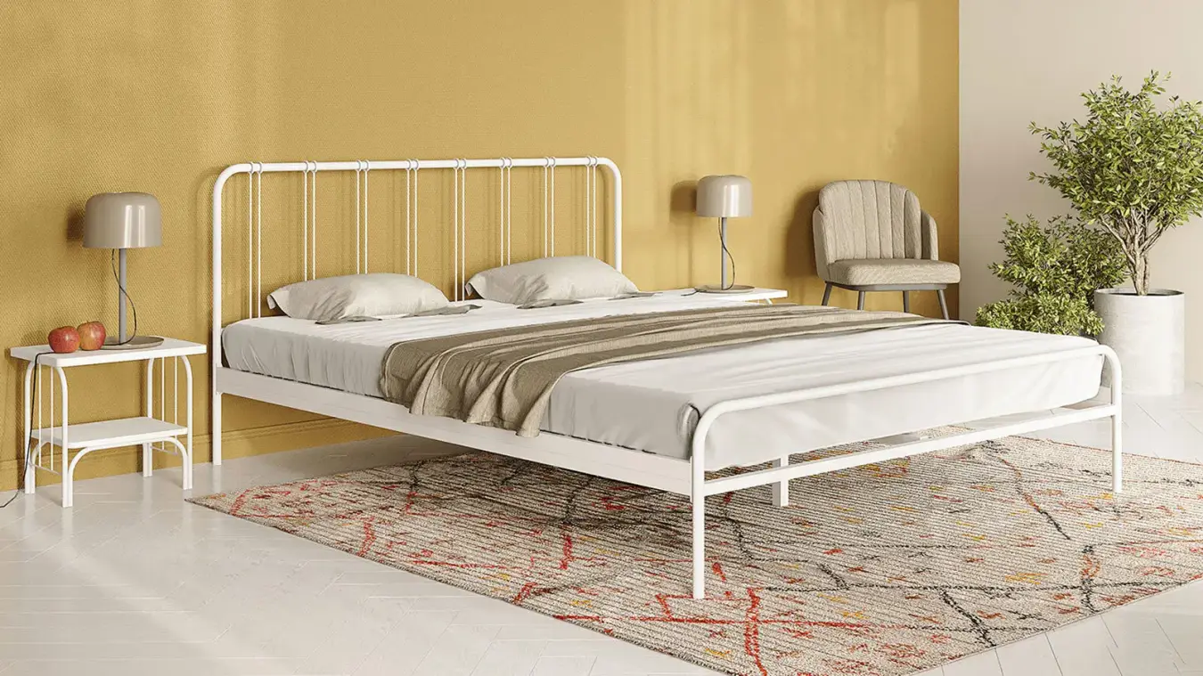 Металлическая кровать Antica, цвет белый шагрень в спальню Askona фотография товара - 1 - большое изображение